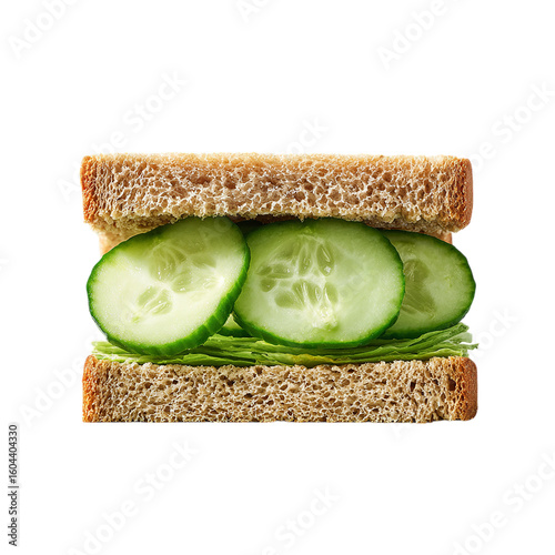 A sandwich with cucumber slice on transparent background