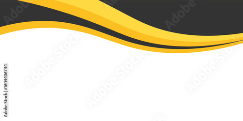 Abstract background with curved layered waves in dark grey, yellow and light orange. eps10.