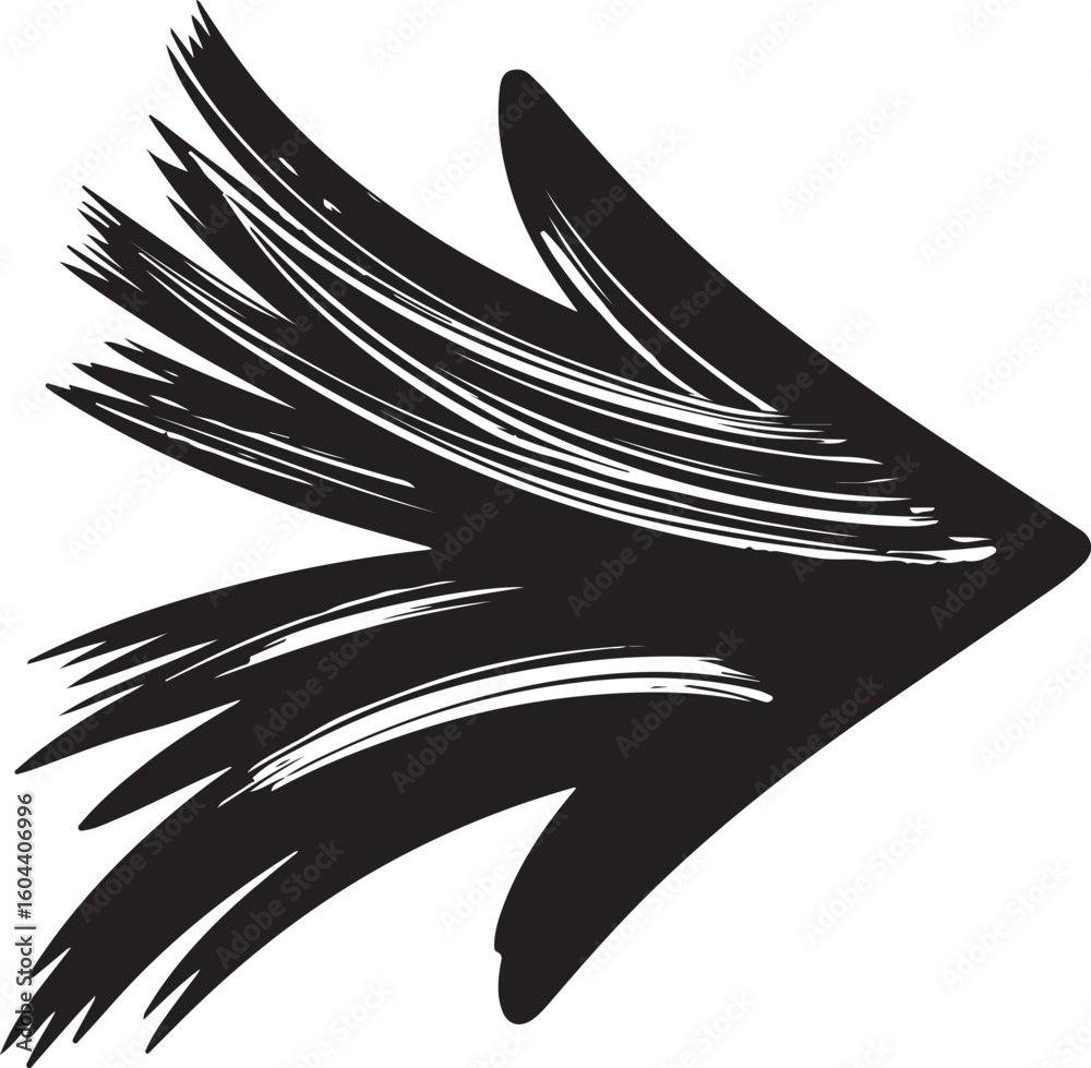 Naklejka premium Arrow, Icon, Brush, Stroke, Abstract, Direction, Art, Grunge, vector, silhouette, Shape