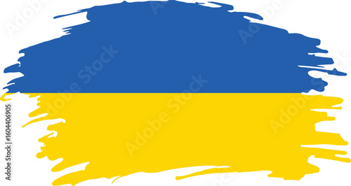 grunge style brush painted flag of ukraine with horizontal blue and yellow stripes symbolizing sky and wheat

