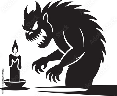 Monster, Candle, Icon, Horror, Spooky, Fantasy, Creature, Dark, vector, silhouette