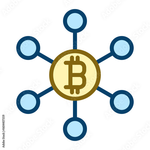 Bitcoin decentralization icon. Filled outline icon. Vector icon with editable stroke. Isolated on transparent background.