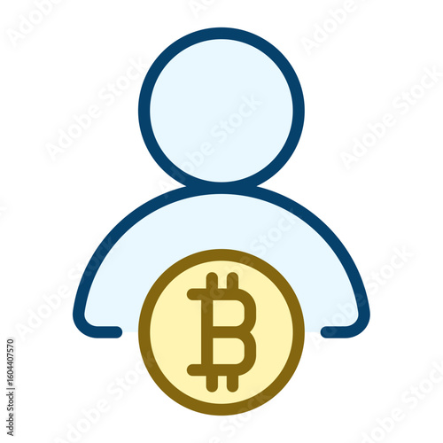 Bitcoin wallet owner icon. Filled outline icon. Vector icon with editable stroke. Isolated on transparent background.