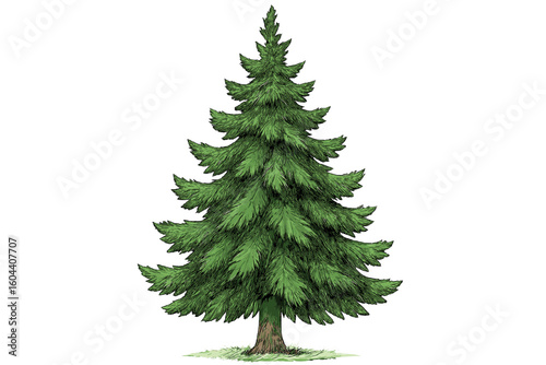 Pine tree vector illustration. Fir, spruce, evergreen for winter decoration. Christmas holiday symbol. Natural forest conifer icon. Graphic element for nature design project.