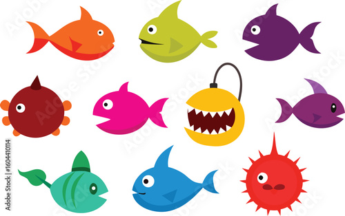 set of funny cartoon animals