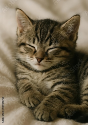 Adorable sleeping kitten wallpaper.