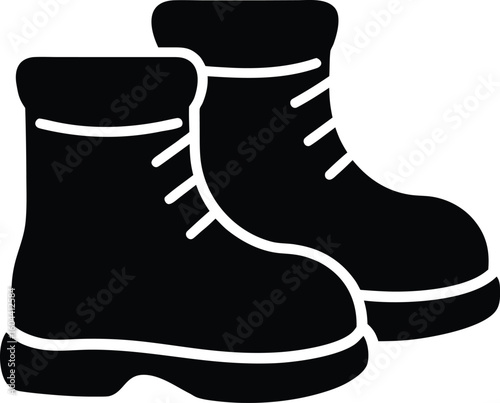 Solid Flat Minimal Snow Boots Silhouette