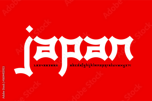 Japan. Asian style font design, alphabet letters and numbers vector illustration