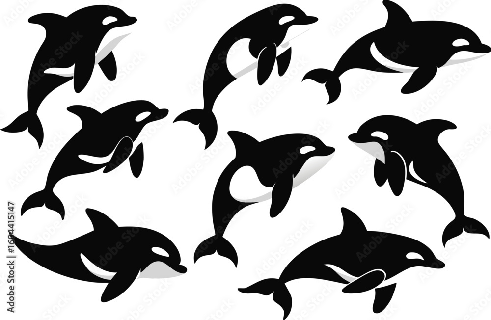 Obraz premium dolphin silhouettes set