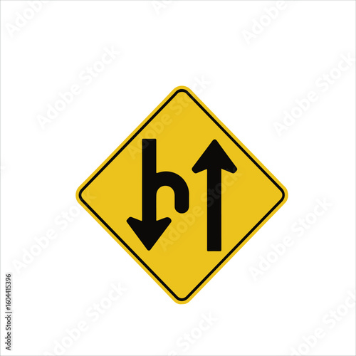 Free Download Roadway lane merge ahead traffic sign - GFXLoad