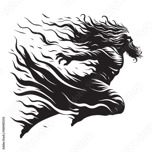 Versatile Boreas black vector asset, a truly modern digital image for diverse uses – Boreas silhouette – Boreas Vector – Silhouette of Boreas – Greek god silhouette


