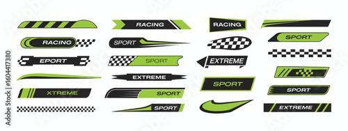  Racing Decal Set – Sport Stripes, Flame Stickers, and Checkered Flag Icons for Cars, Motorcycles, and Event Graphics

