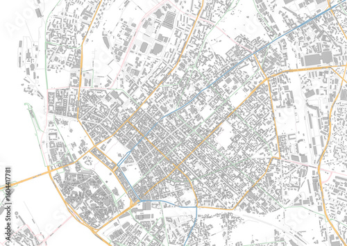  Detailed Vector Map of Riga's Highways and Buildings