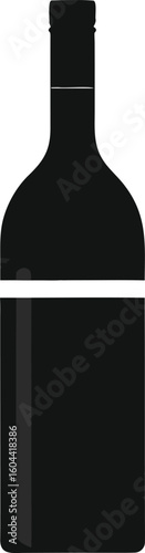 Solid Flat Minimal Wine Bottle Silhouette
