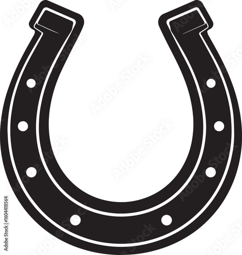 Lucky Horseshoe Black Silhouette Design | Rustic Charm Emblem Illustration Vector Format