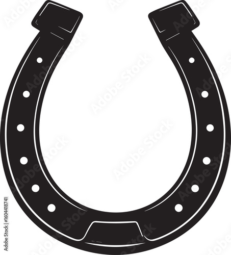 Lucky Horseshoe Black Silhouette Design | Rustic Charm Emblem Illustration Vector Format
