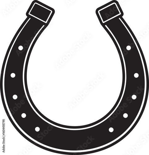 Lucky Horseshoe Black Silhouette Design | Rustic Charm Emblem Illustration Vector Format