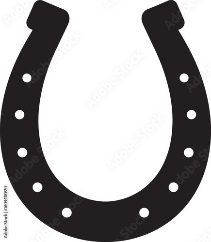 Lucky Horseshoe Black Silhouette Design | Rustic Charm Emblem Illustration Vector Format