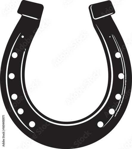 Lucky Horseshoe Black Silhouette Design | Rustic Charm Emblem Illustration Vector Format