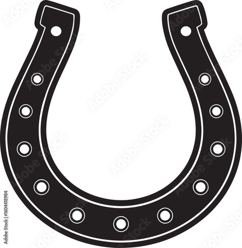Lucky Horseshoe Black Silhouette Design | Rustic Charm Emblem Illustration Vector Format