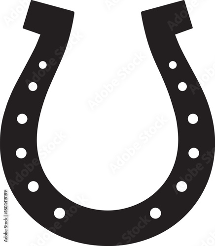 Lucky Horseshoe Black Silhouette Design | Rustic Charm Emblem Illustration Vector Format