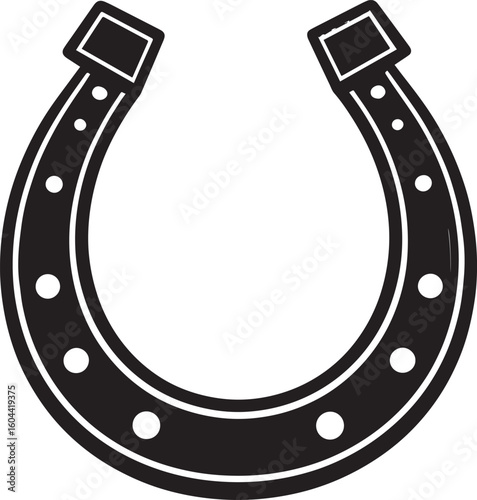 Lucky Horseshoe Black Silhouette Design | Rustic Charm Emblem Illustration Vector Format
