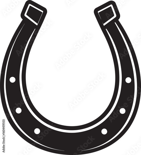 Lucky Horseshoe Black Silhouette Design | Rustic Charm Emblem Illustration Vector Format
