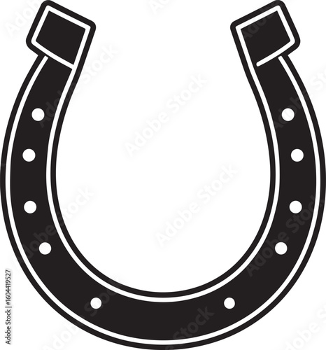 Lucky Horseshoe Black Silhouette Design | Rustic Charm Emblem Illustration Vector Format