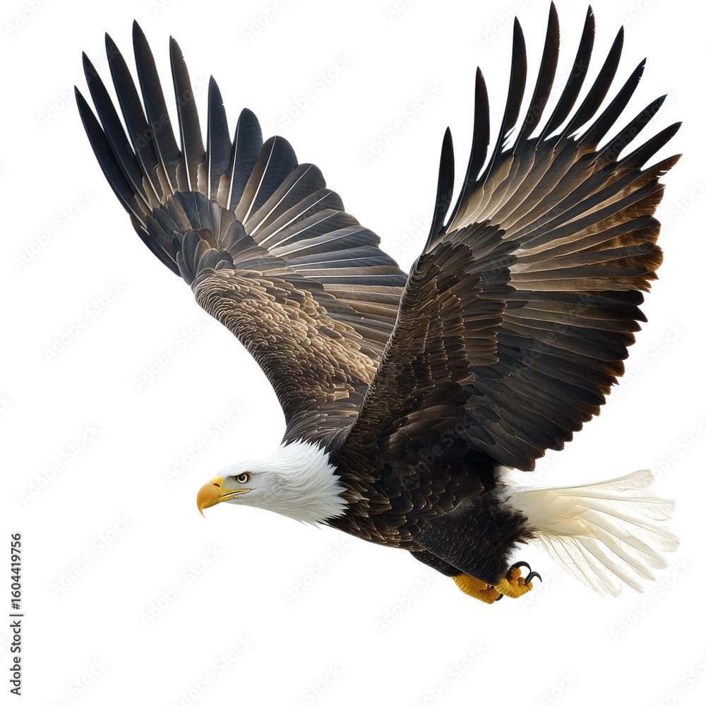 Obraz premium Bald Eagle in Flight, transparent background, transparent, alpha background png