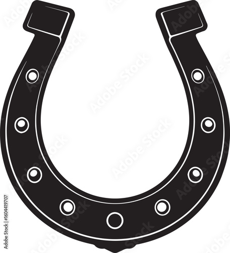 Lucky Horseshoe Black Silhouette Design | Rustic Charm Emblem Illustration Vector Format