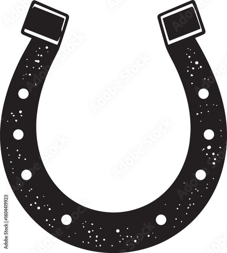 Lucky Horseshoe Black Silhouette Design | Rustic Charm Emblem Illustration Vector Format