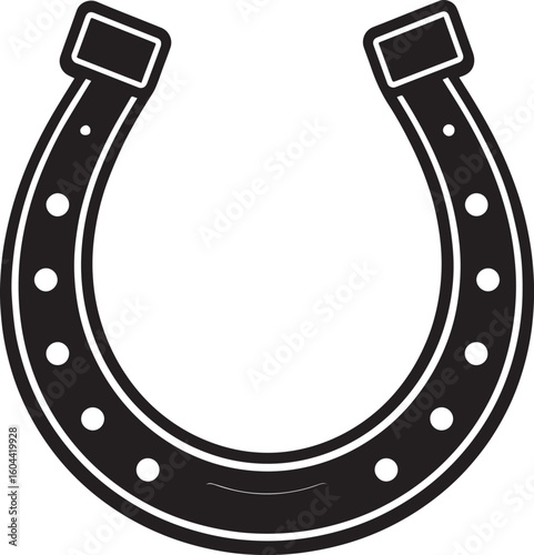 Lucky Horseshoe Black Silhouette Design | Rustic Charm Emblem Illustration Vector Format