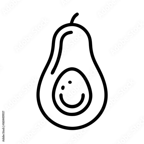 Avocado Outline Drawing for Vegan Blogs, Food Websites, Recipe Cards, Culinary Education, and Healthy Eating Awareness