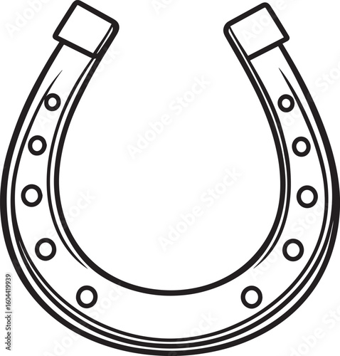 Lucky Horseshoe Black Silhouette Design | Rustic Charm Emblem Illustration Vector Format
