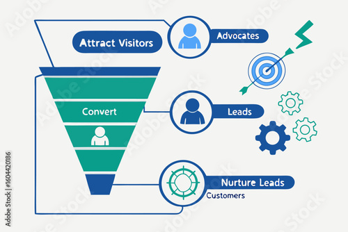 Marketing and sales funnel stages attract convert nurture leads
