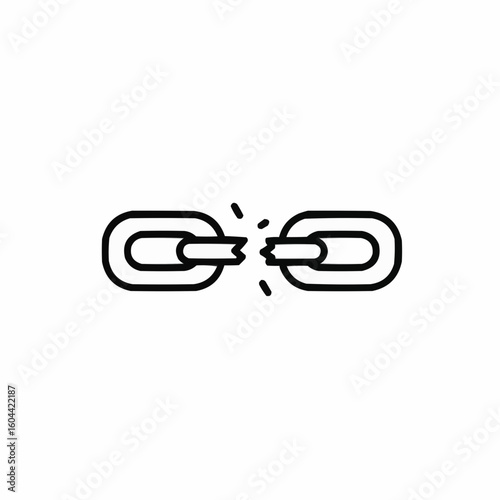 Broken chain link symbolizing disconnection and loss of stability  
