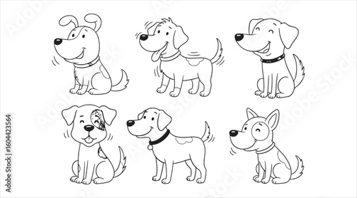 Draw charming dogs. Watercolor illustrations of lively puppies, amusing pet cartoons, and cute animals that bring joy to kids, including a labrador art design.