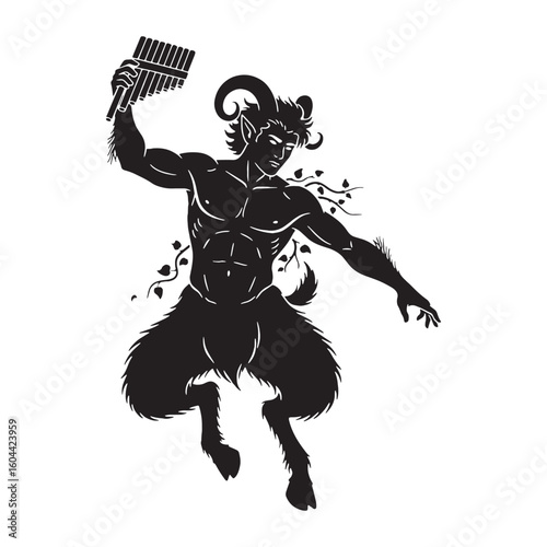 Wild Pan digital black graphic, a high-quality asset for all digital creations – Pan silhouette – Pan Vector – Silhouette of Pan – Greek god silhouette

