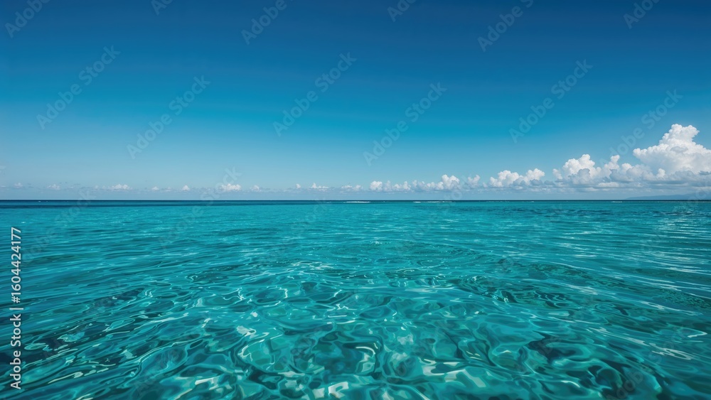 Obraz premium Oceanic surface showing blue water beneath the sky