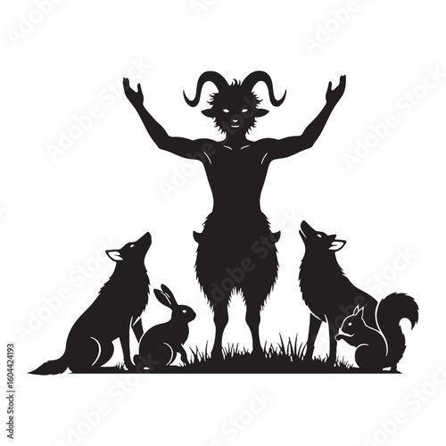Vibrant Pan digital black image, an elegant graphic for your creative projects – Pan silhouette – Pan Vector – Silhouette of Pan – Greek god silhouette

