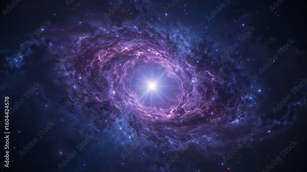 Fototapeta premium Vibrant blue gamma ray emission in the universe, quasar, digitally generated abstract image