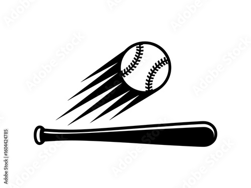 Baseball bat and fast moving ball illustration