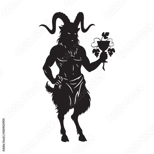 Nature's Pan black vector graphic, reflecting his untamed and earthy temperament – Pan silhouette – Pan Vector – Silhouette of Pan – Greek god silhouette

