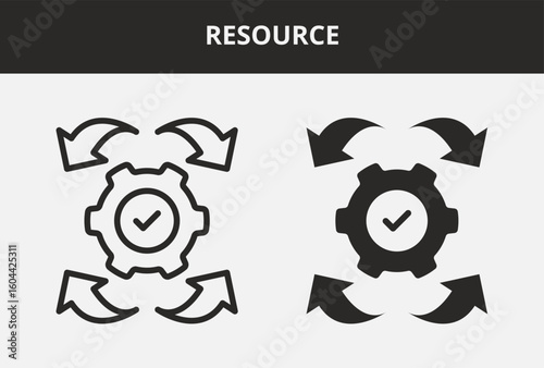 Resource Icon Set Double Style Collection. Contains Outline and Glyph Style Icons. Resource Outline and Glyph Style Icon Collections