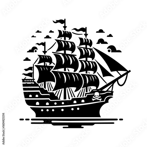 Pirate ship Silhouette , Pirate ship vector