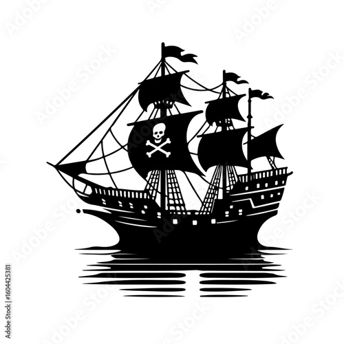 Pirate ship Silhouette , Pirate ship vector