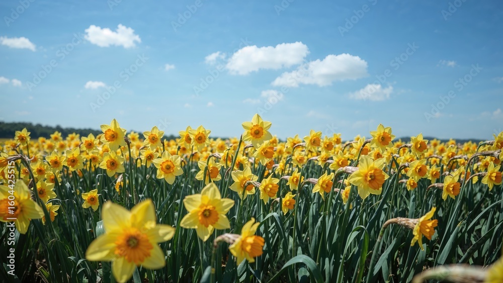 Fototapeta premium Striking orange flowers under a clear blue sky