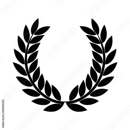 set of black circular foliate laurels branches lau vector illustration
