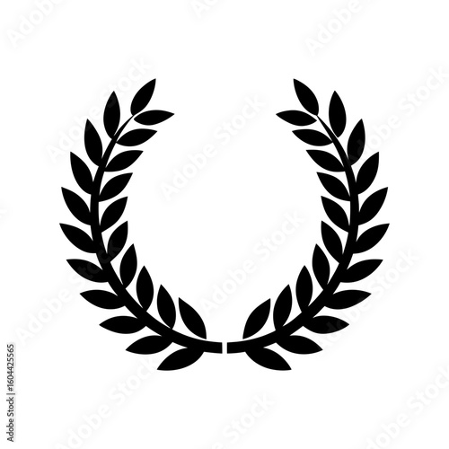 set of black circular foliate laurels branches lau vector illustration