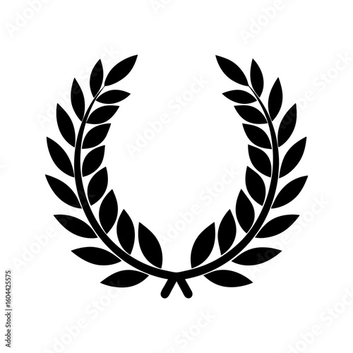 set of black circular foliate laurels branches lau vector illustration
